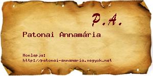 Patonai Annamária névjegykártya
